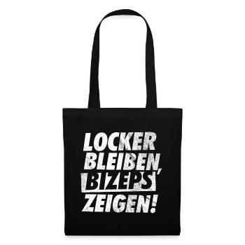 GYM, LOCKER BLEIBEN BIZEPS ZEIGEN - Stoffbeutel - Schwarz - Vorne