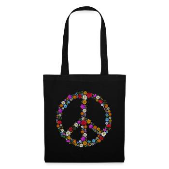 Peace Blumen Flowers Frieden - Stoffbeutel - Schwarz - Vorne