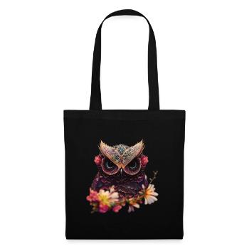 Owl in flower art design - Tote Bag - black - Front