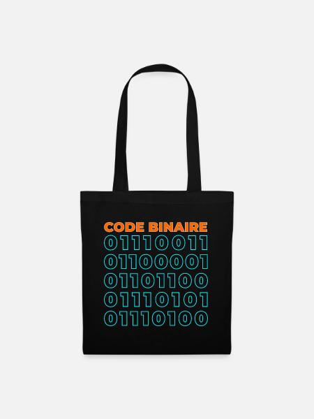 Code binaire - Sac en tissu - noir