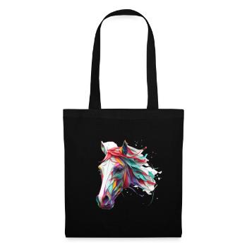 Mosaïque de tête de cheval - Sac en tissu - noir - Devant