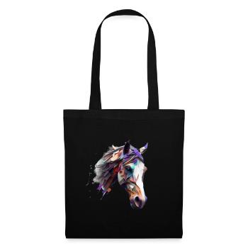 Dessin en mosaïque de la tête du cheval - Sac en tissu - noir - Devant