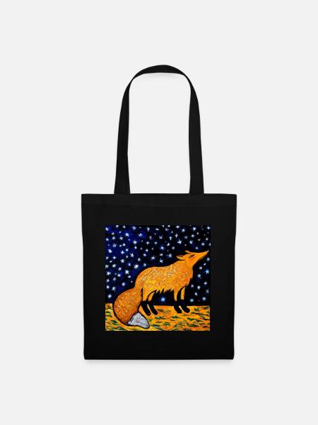 Fuchs unter einem Sternenhimmel - Stoffbeutel - Schwarz