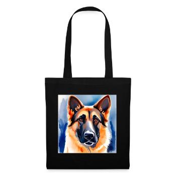 German Shepherd watercolour Portrait - Tote Bag - black - Front