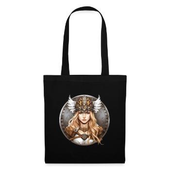 Blonde shieldmaid with Valkyrie helmet - Tote Bag - black - Front