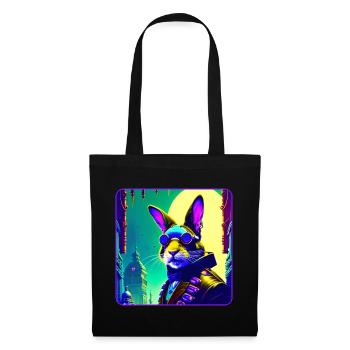 Cool crazy steampunk bunny with aviator goggles - Tote Bag - black - Front