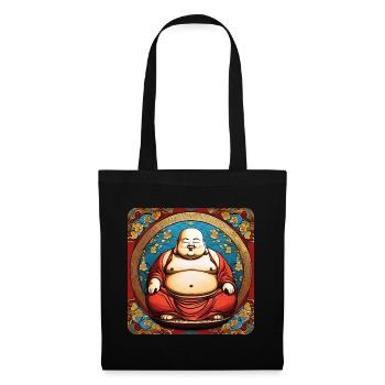 Dicker süßer Buddha - Stoffbeutel - Schwarz - Vorne