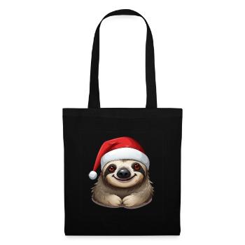 Santa Sloth funny Sloth with Christmas Hat - Stoffbeutel - Schwarz - Vorne