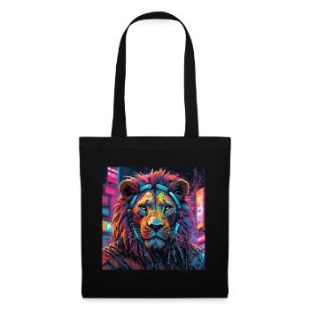 lion cyberpunk - Sac en tissu - noir - Devant