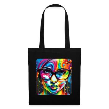 Woman with glasses in grafitti style - Tote Bag - black - Front