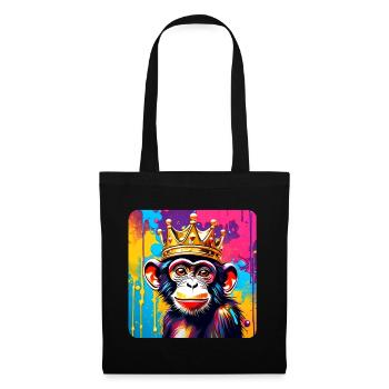 Singe mignon avec couronne dans le style graffiti - Sac en tissu - noir - Devant