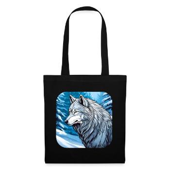 Stolzer Wolf im Winter Spiritanimal - Stoffbeutel - Schwarz - Vorne