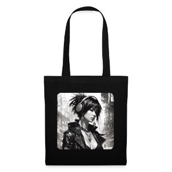 Cooles Goth Punk Girl - Stoffbeutel - Schwarz - Vorne