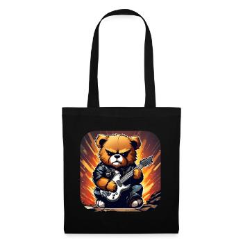 Ours en peluche heavy metal avec guitare électrique - Sac en tissu - noir - Devant