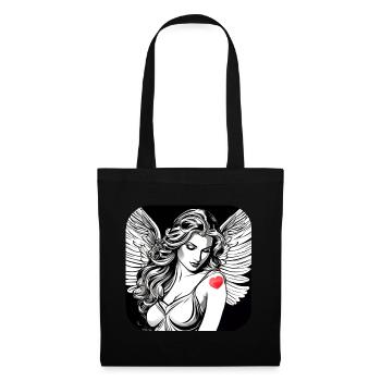 Sad angel with heart tattoo - Tote Bag - black - Front