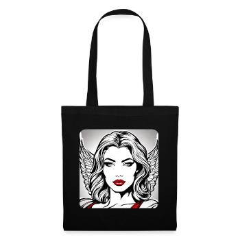 Ange aux lèvres rouges - Sac en tissu - noir - Devant