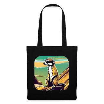 Suricate mignon - Sac en tissu - noir - Devant