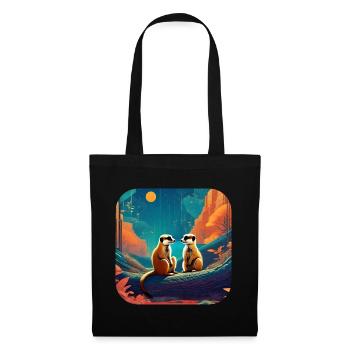 Suricates mignons - Sac en tissu - noir - Devant