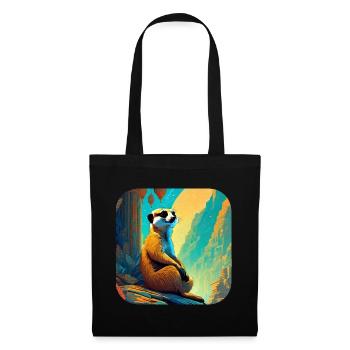 Suricate paresseux mignon - Sac en tissu - noir - Devant