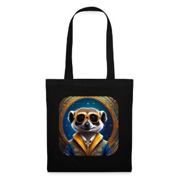 Suricate mignon avec des lunettes de soleil - Sac en tissu - noir - Devant