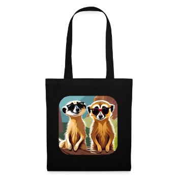 Suricates mignons - Sac en tissu - noir - Devant