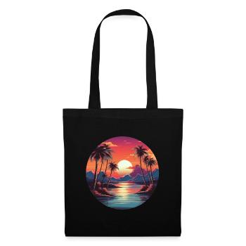 Vintage Sunset Graphic 70s Retrowave Illustration - Stoffbeutel - Schwarz - Vorne