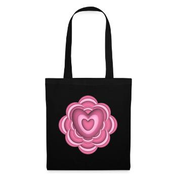 Rosa Herz mit Blume, eine lieb Überraschung. - Stoffbeutel - Schwarz - Vorne