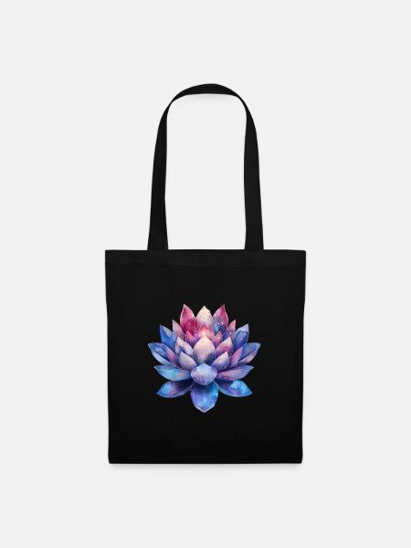 Lotus Blume Galaxie und Sterne Yoga - Stoffbeutel - Schwarz