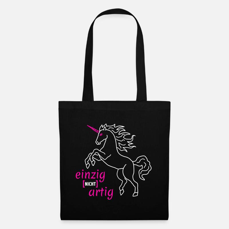 Einhorn einzigartig Flock - Stoffbeutel - Schwarz