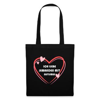 Ich liebe jemanden mit Autismus Geschenk - Stoffbeutel - Schwarz - Vorne