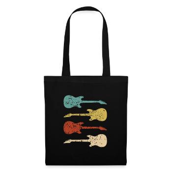 E-Gitarre Vintage Geschenk - Stoffbeutel - Schwarz - Vorne