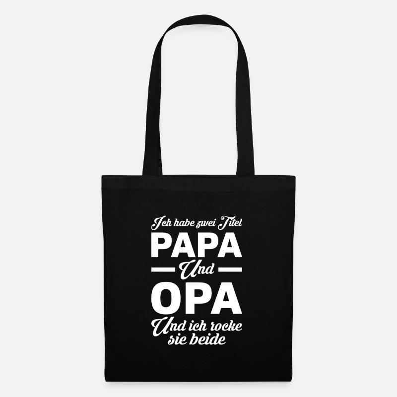 Ich habe zwei Titel Papa und Opa Geschenk - Stoffbeutel - Schwarz