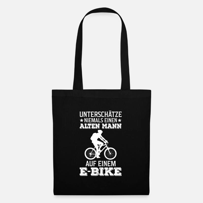 Ein alter Mann auf einem E-Bike Fahhrad Geschenk - Stoffbeutel - Schwarz