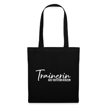 Trainerin aus tiefstem Herzen Trainer Geschenk - Stoffbeutel - Schwarz - Vorne