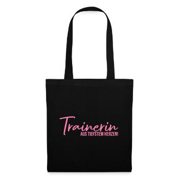 Trainerin aus tiefstem Herzen Trainer Geschenk - Stoffbeutel - Schwarz - Vorne