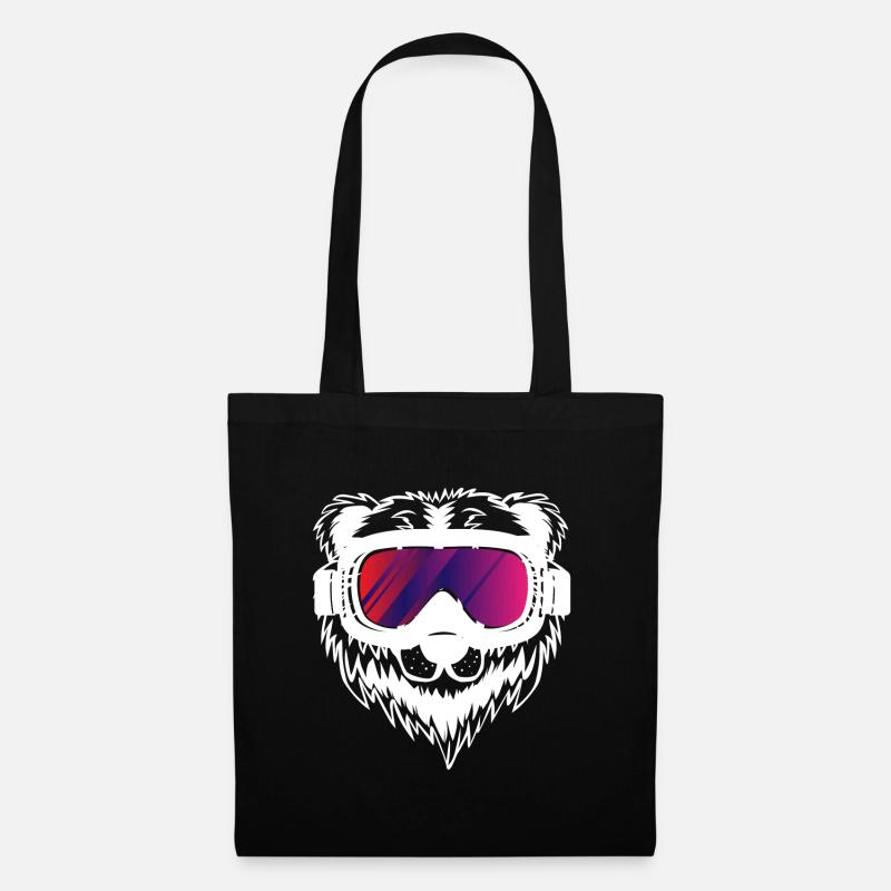Ski skiing skier bear gift - Tote Bag - black