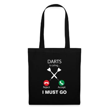 Dart is Calling Darts Dartspieler Geschenk - Stoffbeutel - Schwarz - Vorne