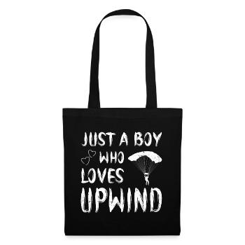 Just A Boy Who Loves Upwind Paraglider Parachute S - Stoffbeutel - Schwarz - Vorne