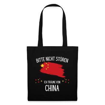 Bitte Nicht Stören Ich Träume Von China - Stoffbeutel - Schwarz - Vorne