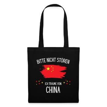 Bitte Nicht Stören Ich Träume Von China - Stoffbeutel - Schwarz - Vorne