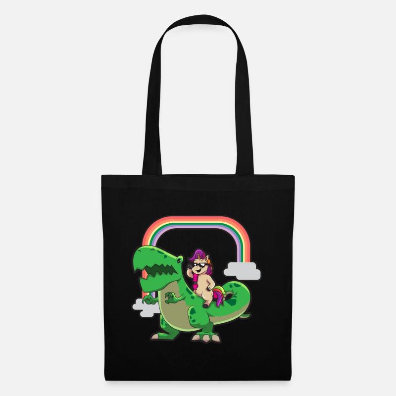 Einhorn Liebt T Rex - Stoffbeutel - Schwarz