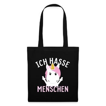 Ich hasse Menschen - Stoffbeutel - Schwarz - Vorne