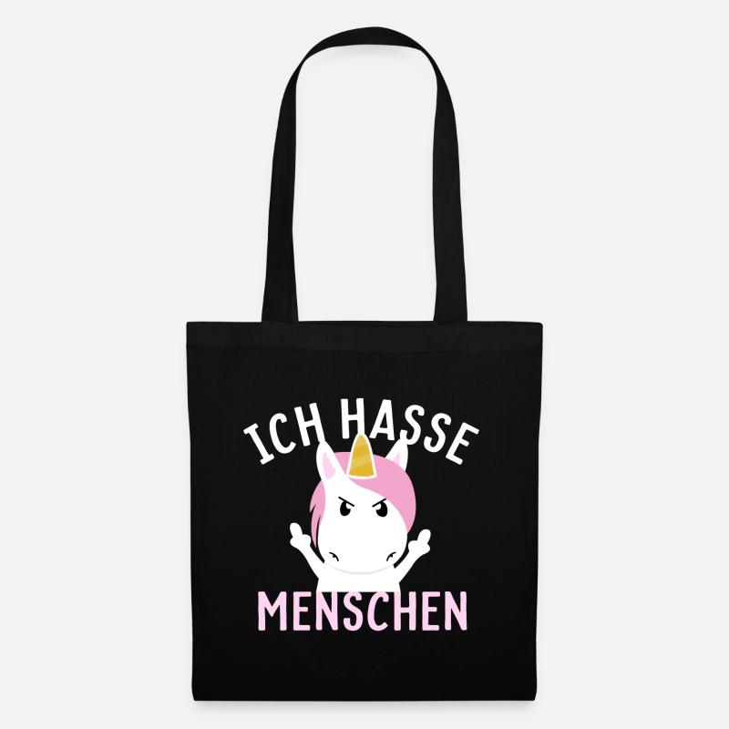 Ich hasse Menschen - Stoffbeutel - Schwarz