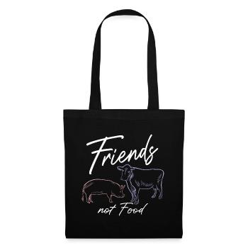 FRIENDS NOT FOOD, Vegan Veganer - Stoffbeutel - Schwarz - Vorne
