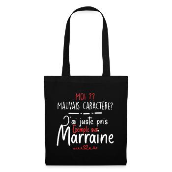 Mauvais caractère - Marraine - Sac en tissu - noir - Devant