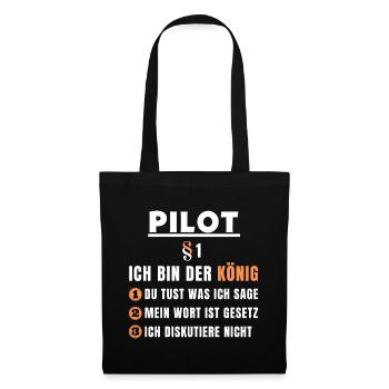 Cadeau de pilote - je suis le roi - Sac en tissu - noir - Devant