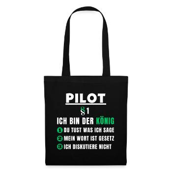 Cadeau de pilote - je suis le roi - Sac en tissu - noir - Devant
