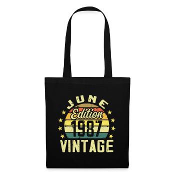 Juin 1987 Juin Cadeau Anniversaire June 1987 Rétro - Sac en tissu - noir - Devant