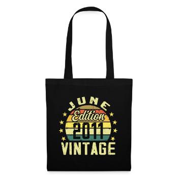 Juin 2011 Juin Cadeau Anniversaire June 2011 Rétro - Sac en tissu - noir - Devant