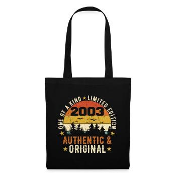 Original 2003 Geburtstagsgeschenk 2003 Authentisch - Stoffbeutel - Schwarz - Vorne